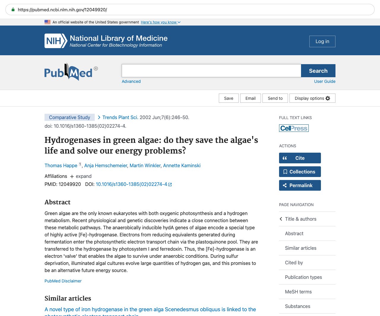 Screenshot — PubMed 12049920