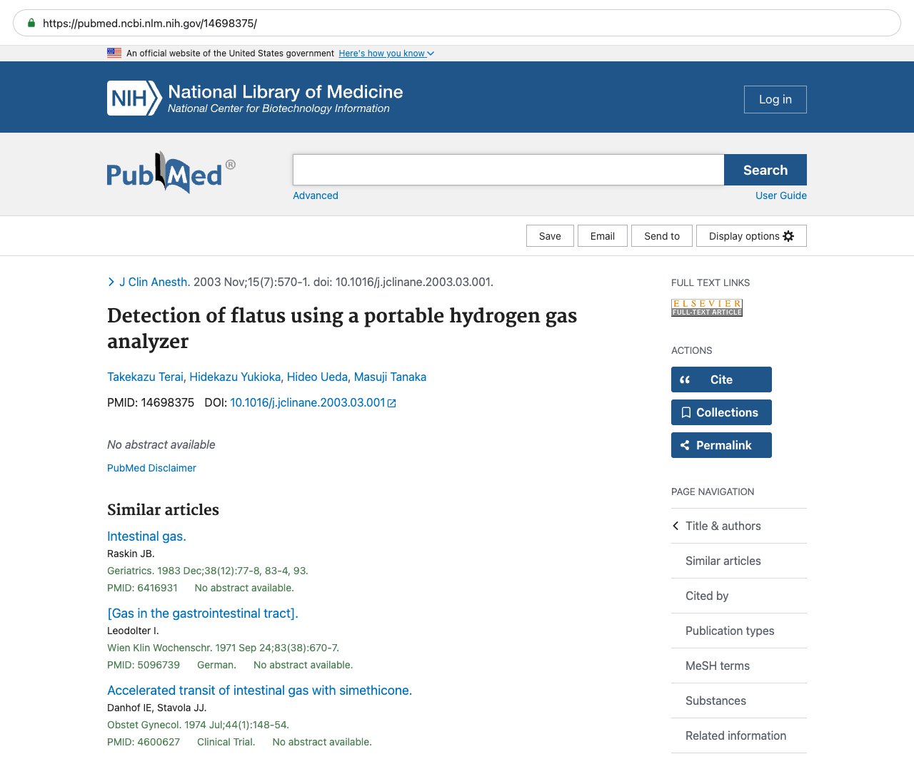 Screenshot — PubMed 14698375
