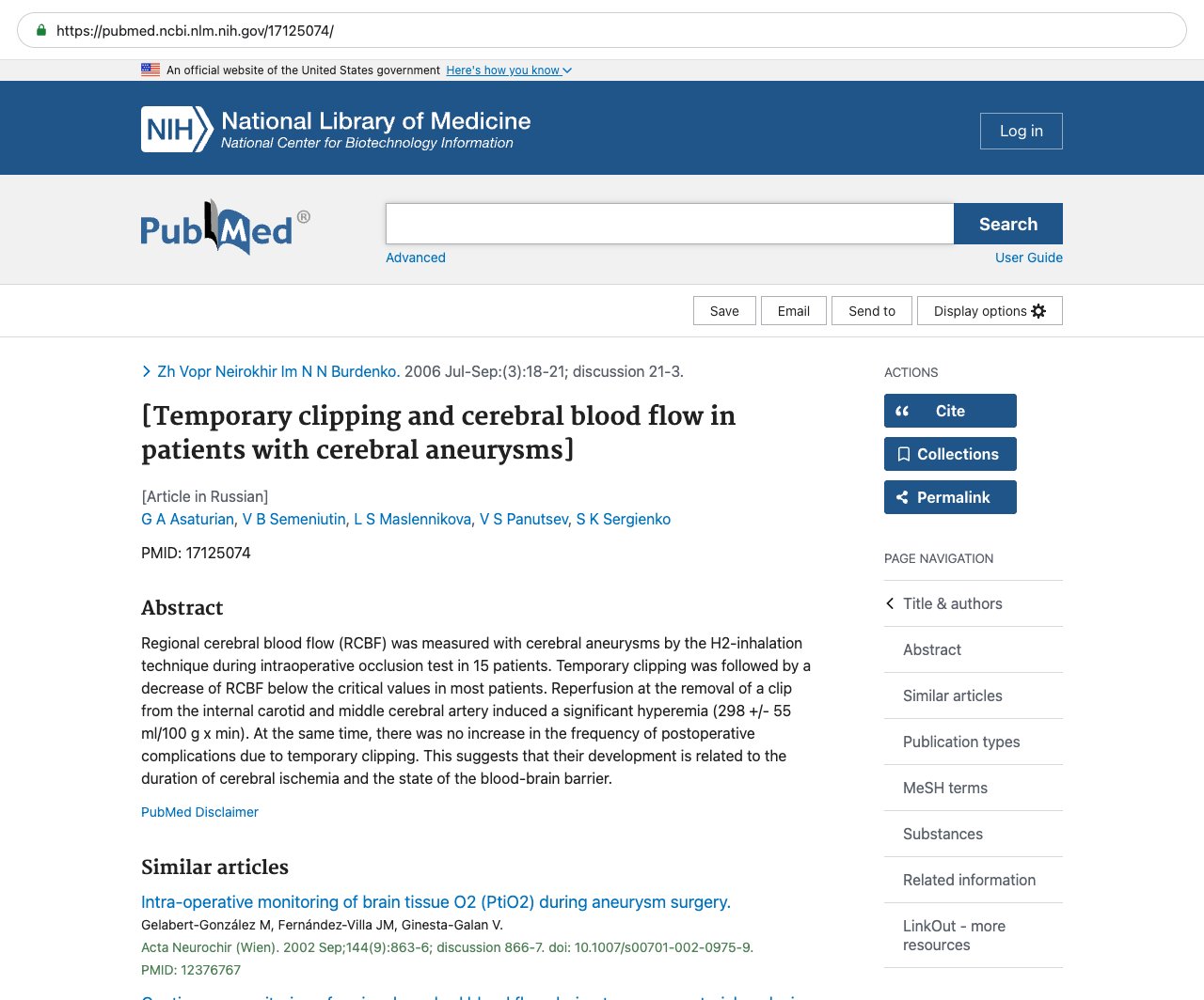 Screenshot — PubMed 17125074