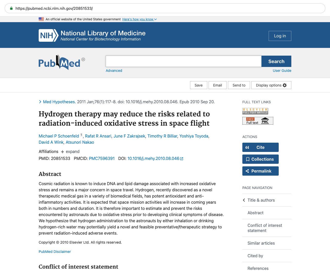 Screenshot — PubMed 20851533