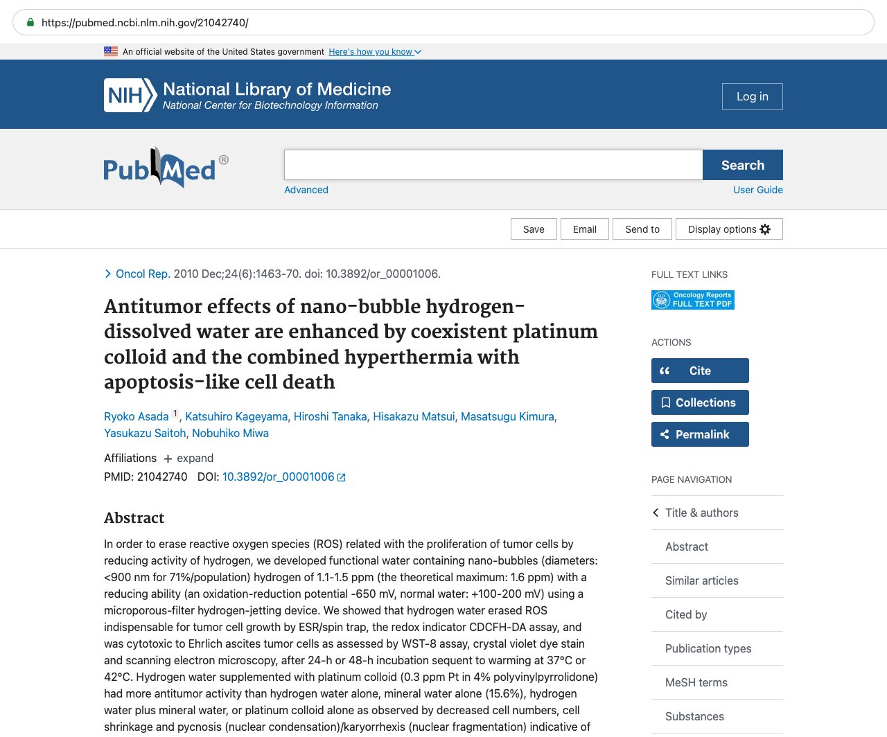 Screenshot — PubMed 21042740
