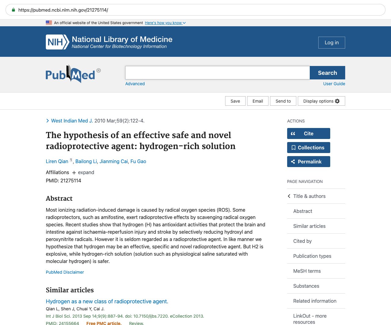 Screenshot — PubMed 21275114