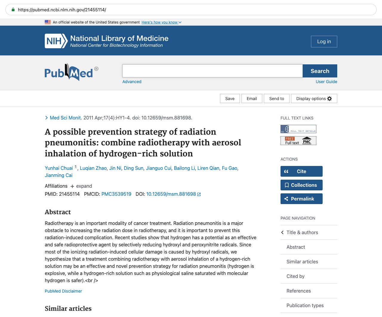 Screenshot — PubMed 21455114