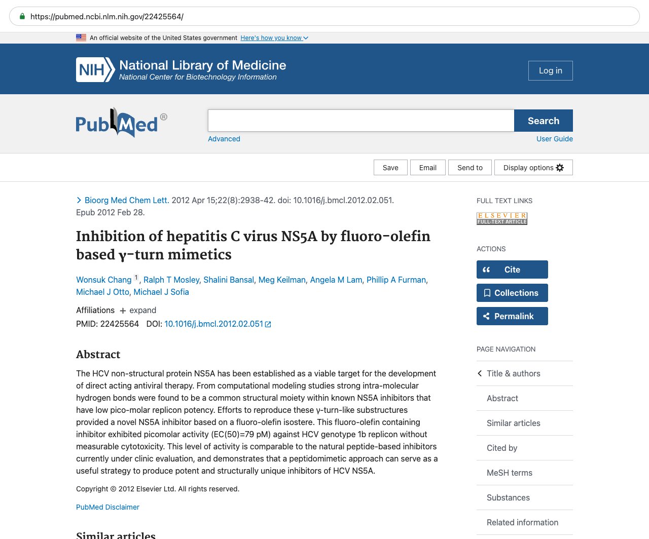 Screenshot — PubMed 22425564
