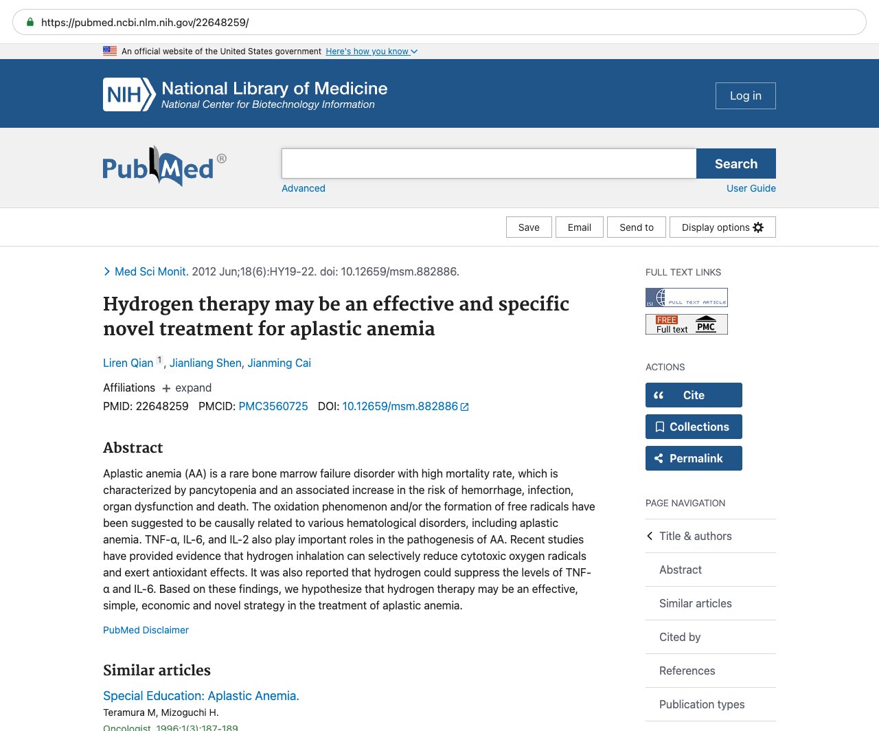 Screenshot — PubMed 22648259