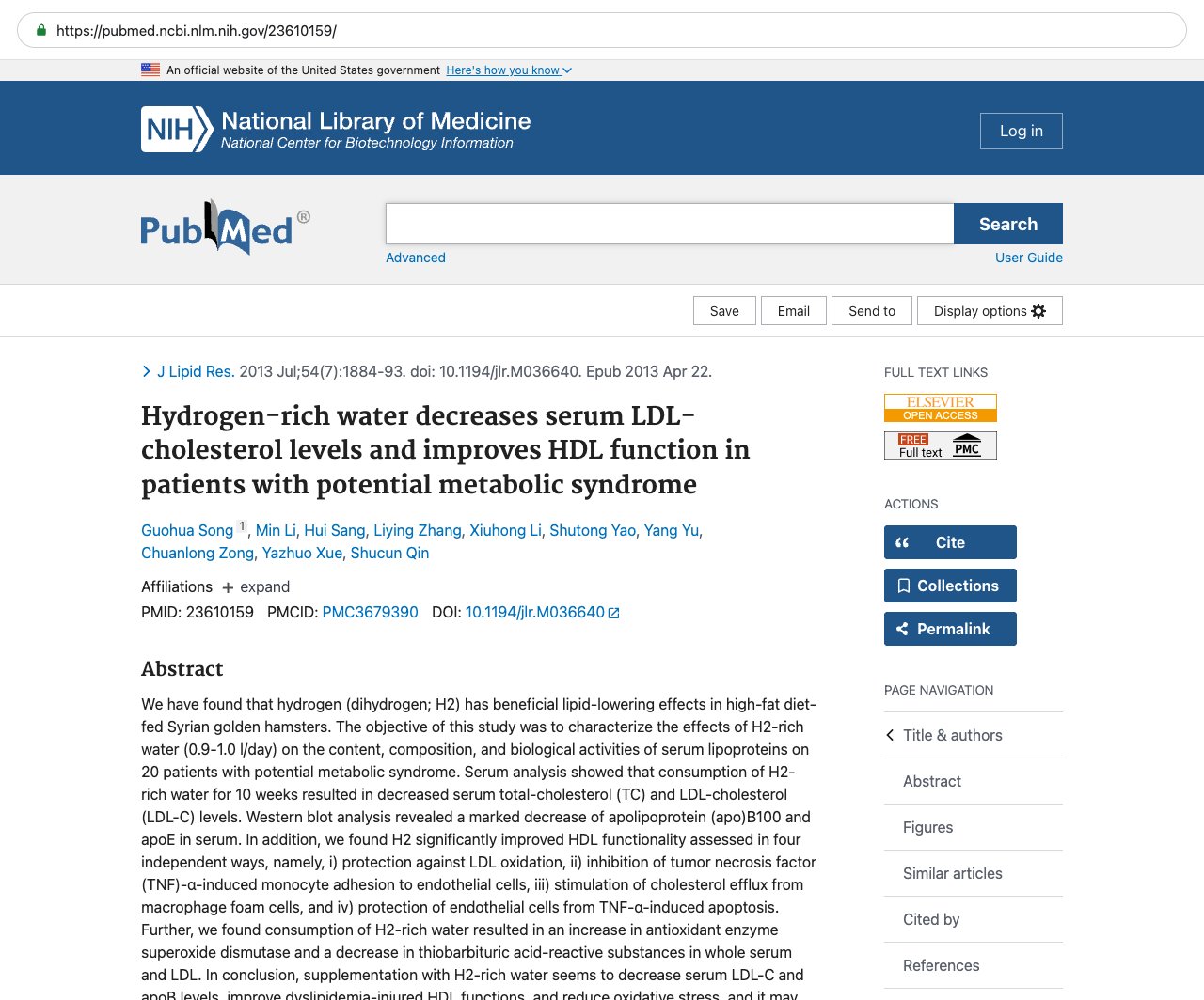 Screenshot — PubMed 23610159