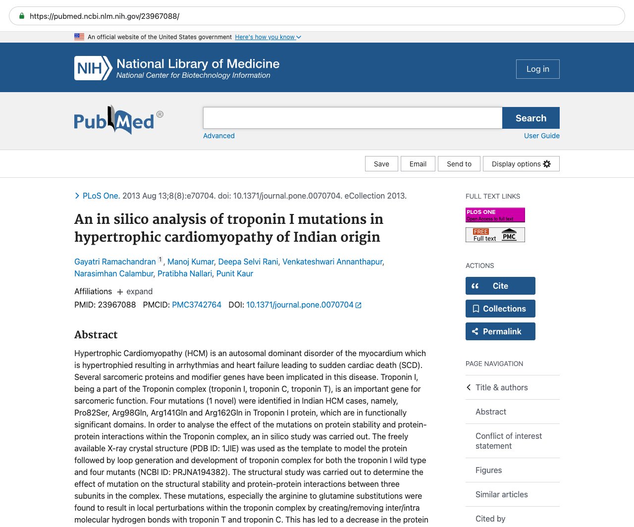 Screenshot — PubMed 23967088