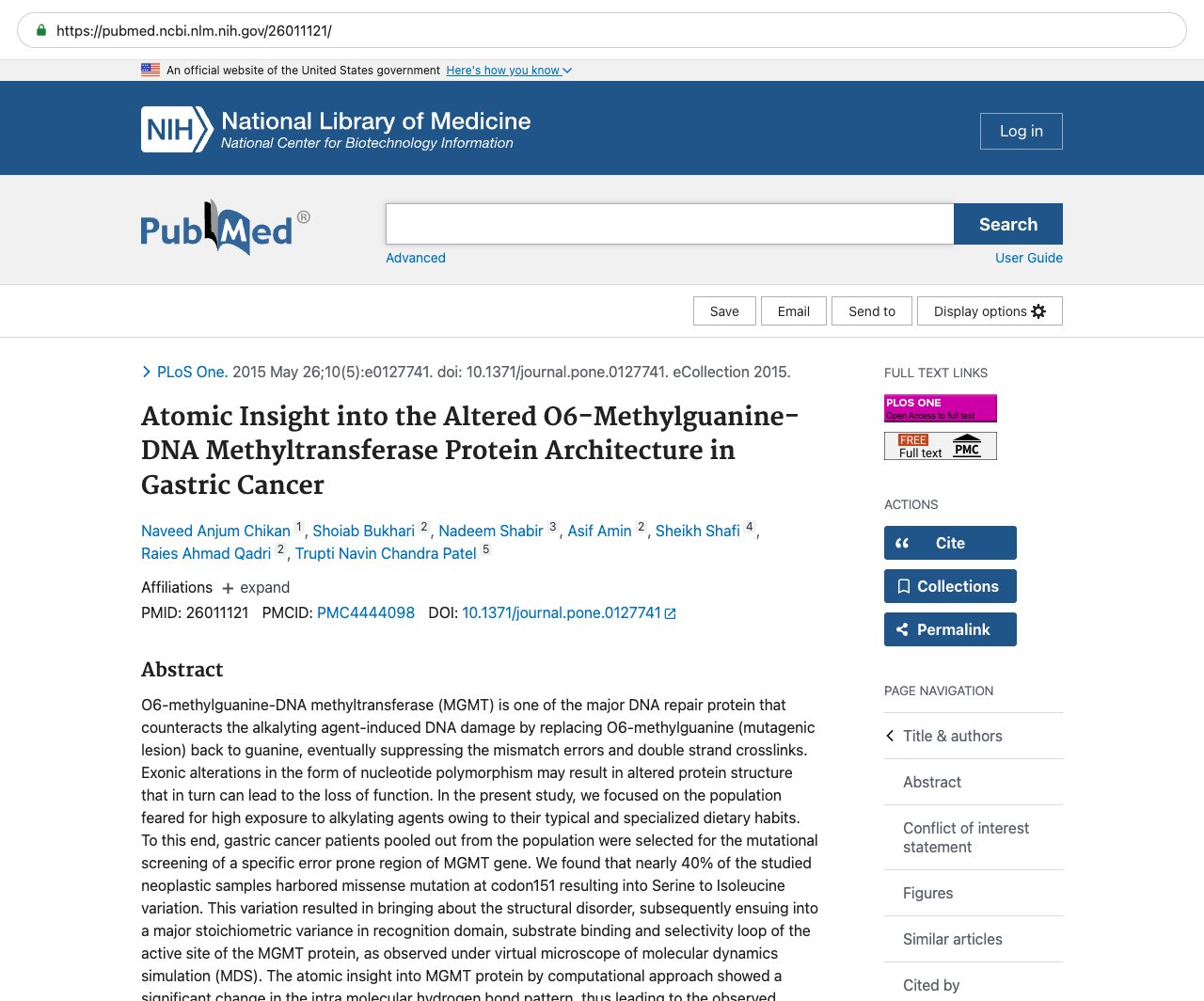 Screenshot — PubMed 26011121