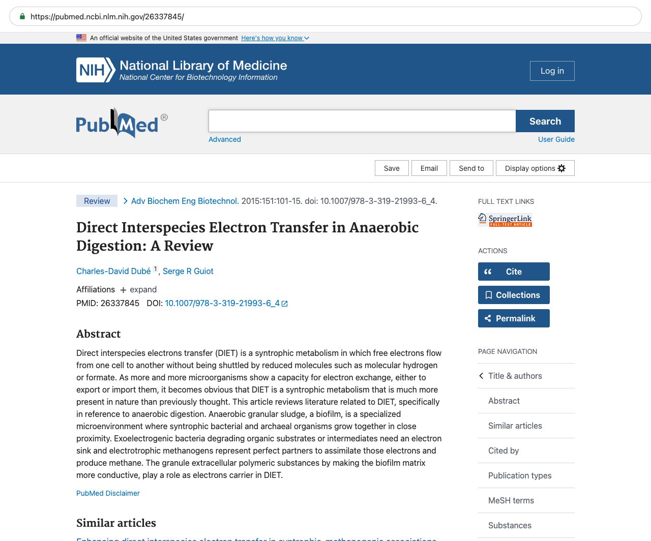 Screenshot — PubMed 26337845