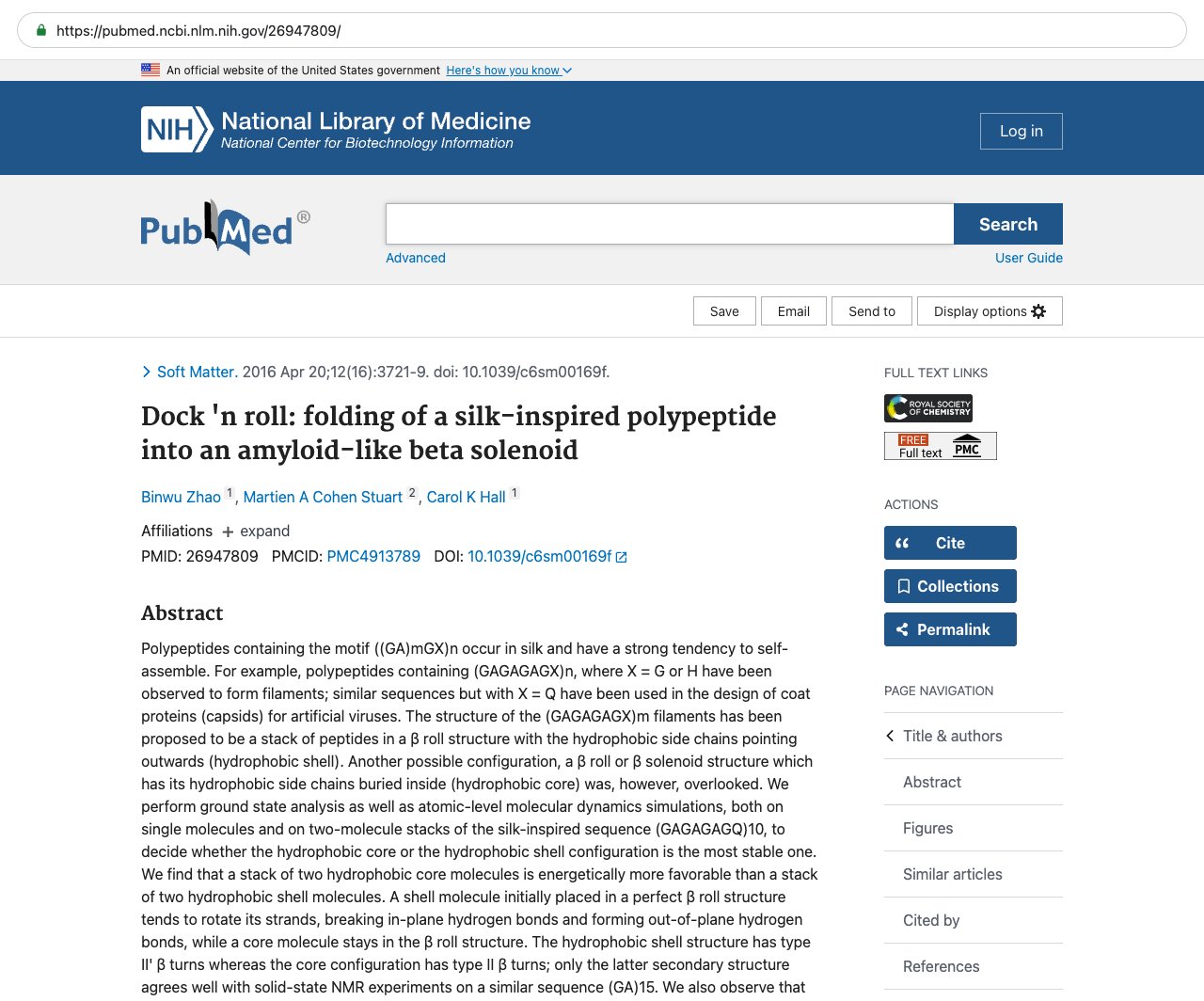 Screenshot — PubMed 26947809