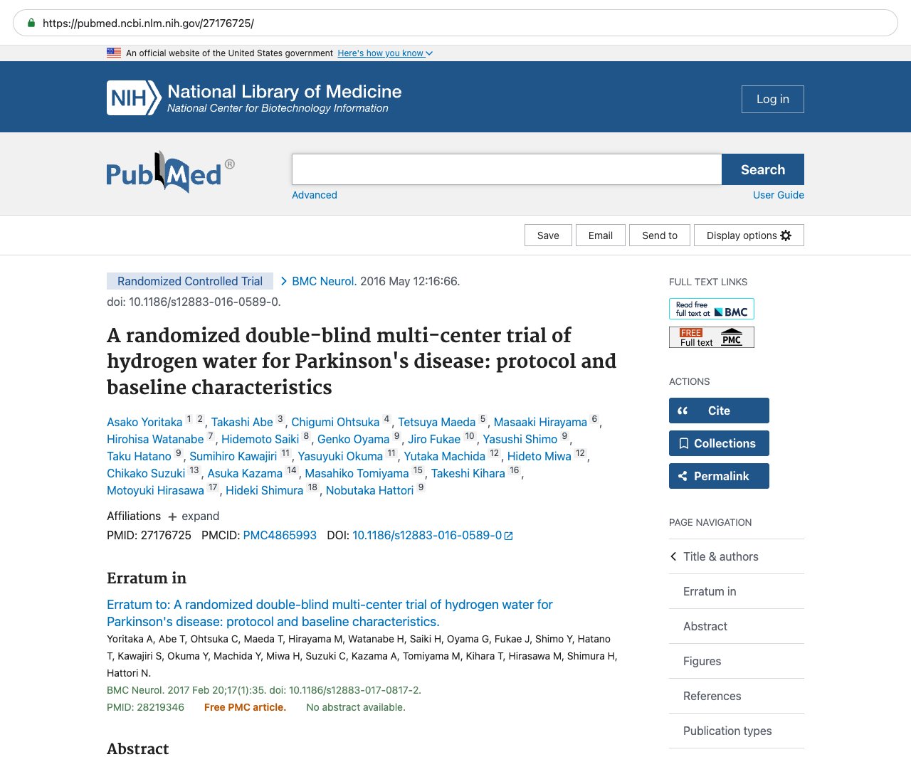 Screenshot — PubMed 27176725