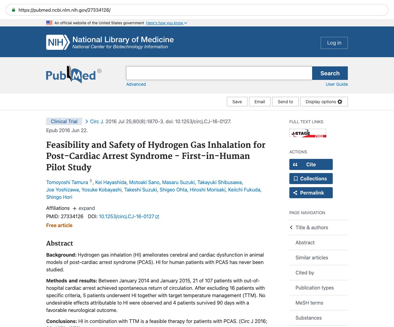 Screenshot — PubMed 27334126