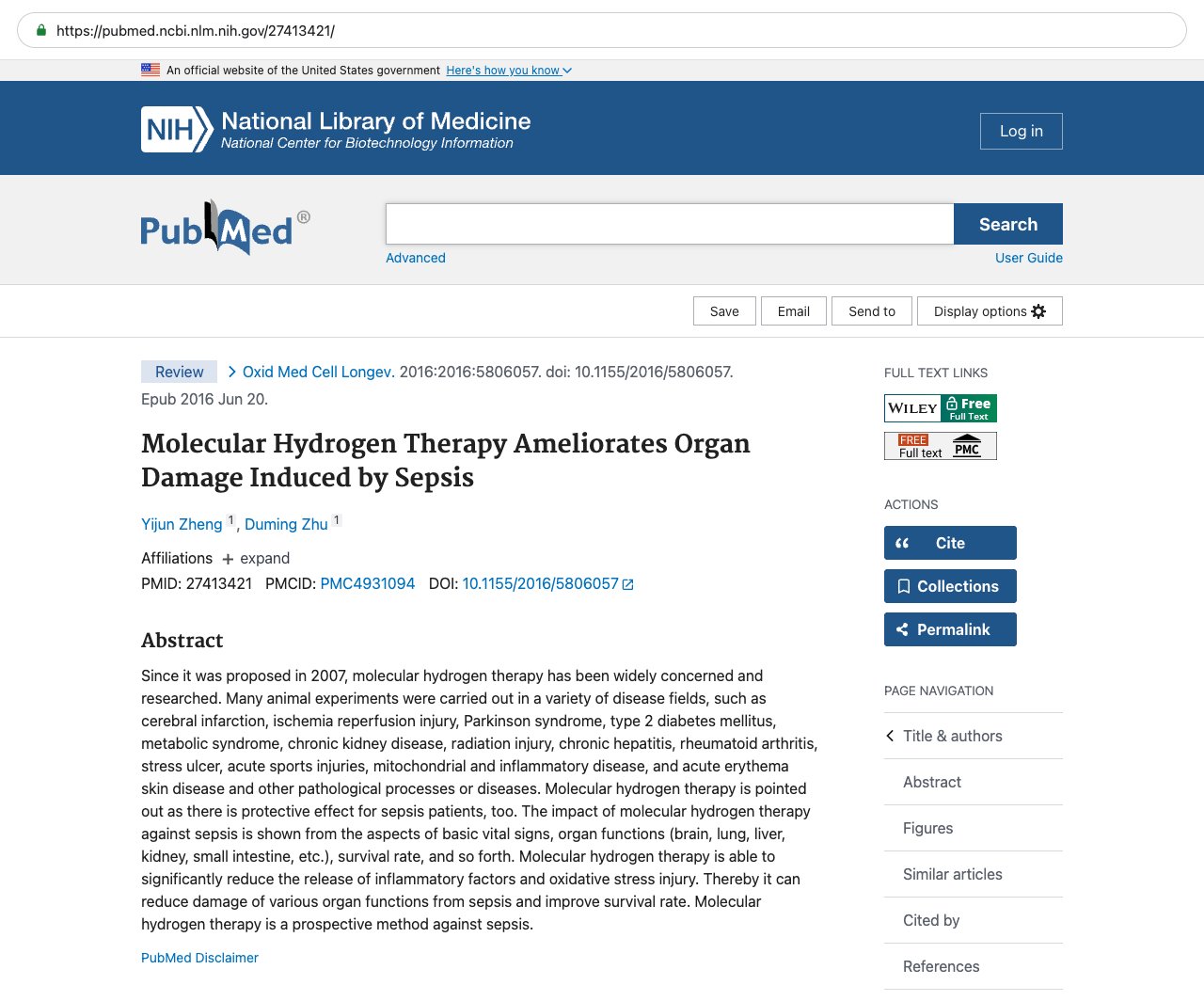 Screenshot — PubMed 27413421