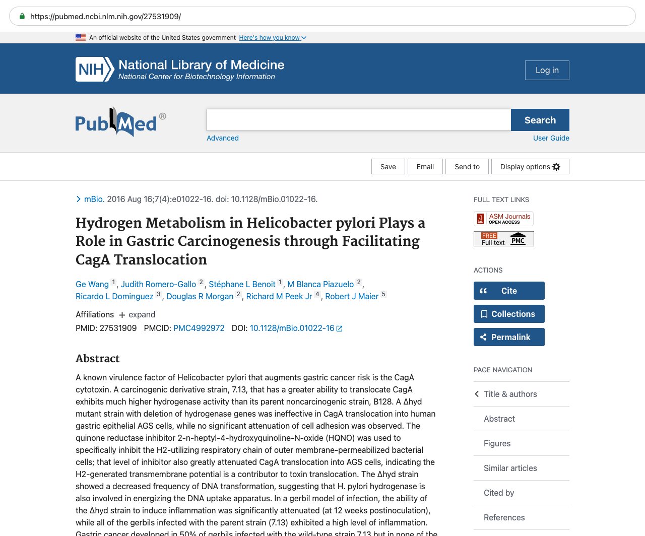 Screenshot — PubMed 27531909