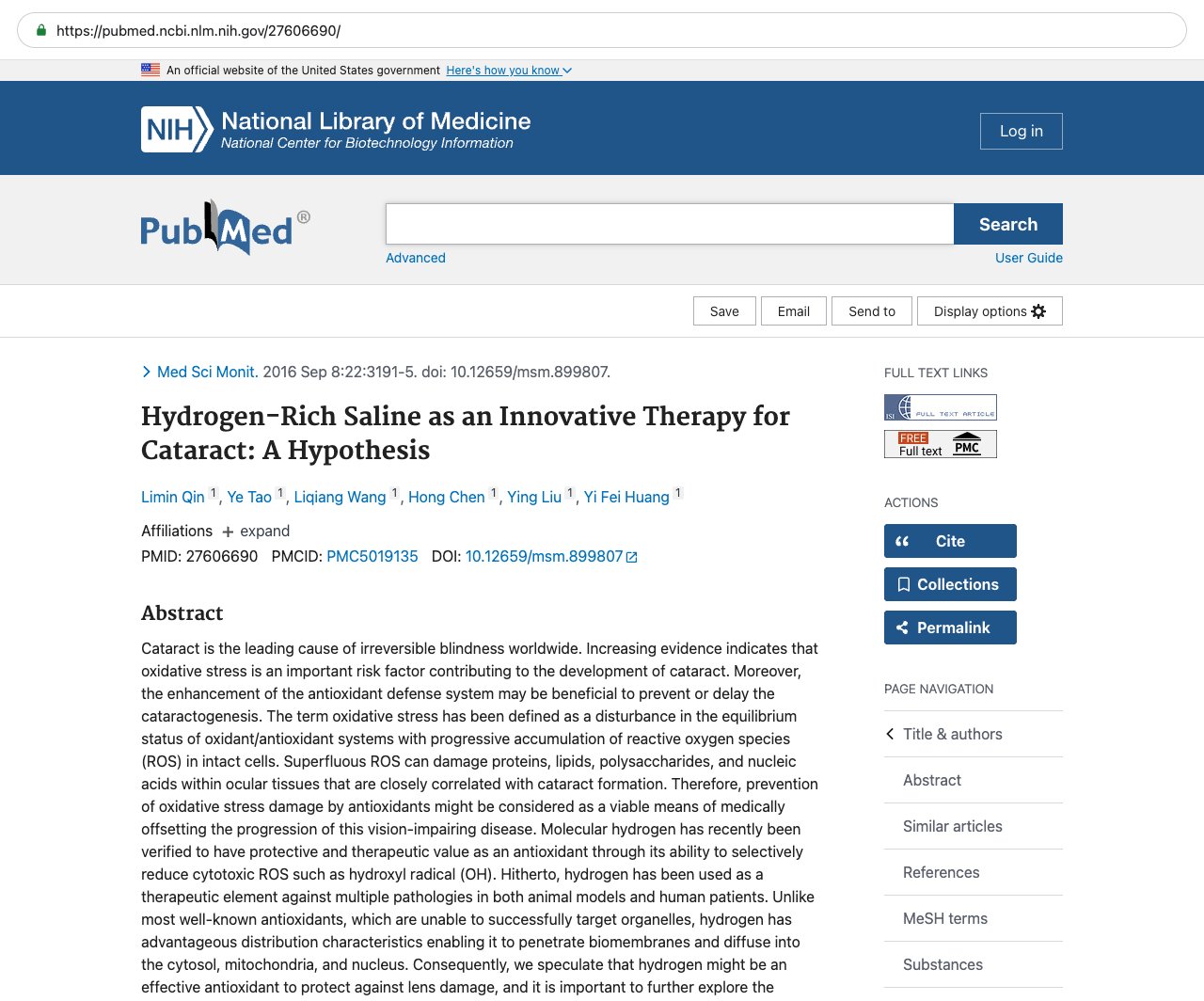 Screenshot — PubMed 27606690