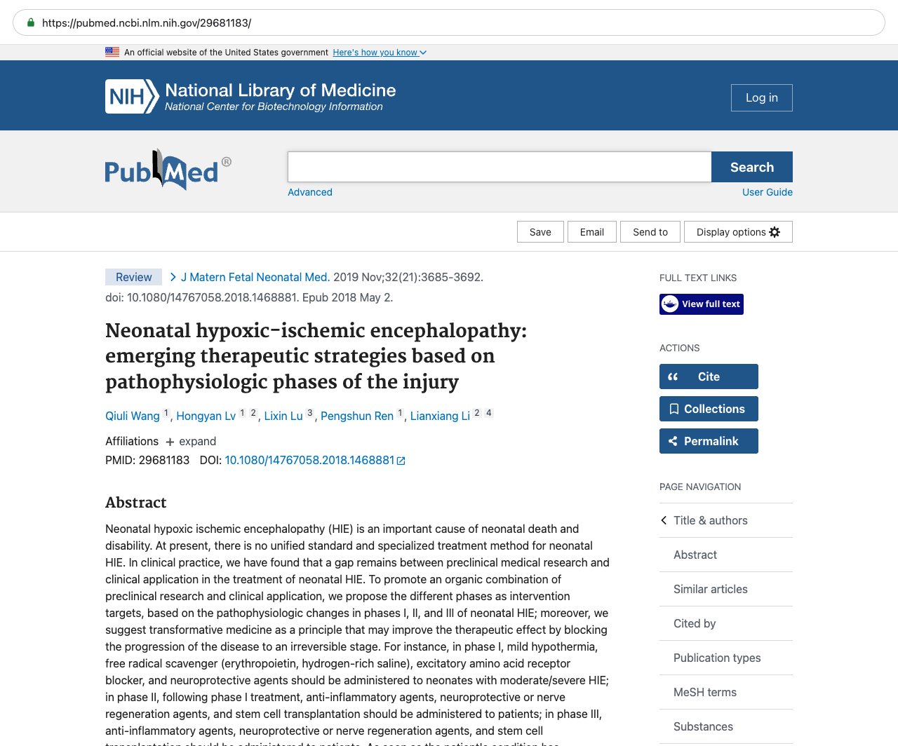 Screenshot — PubMed 29681183