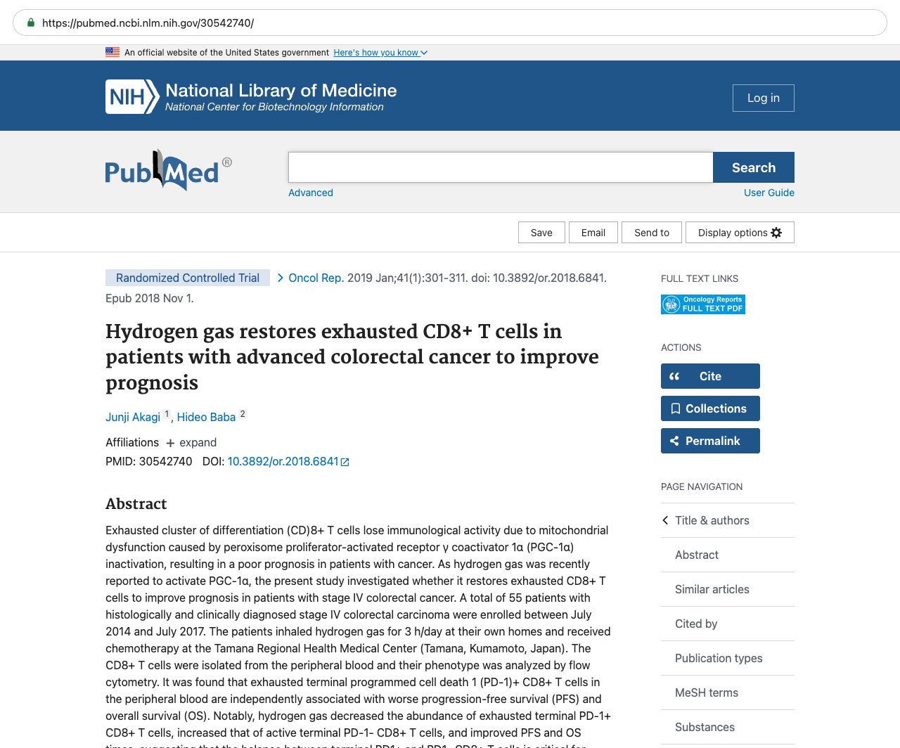 Screenshot — PubMed 30542740