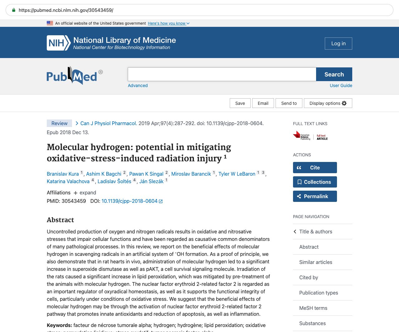 Screenshot — PubMed 30543459