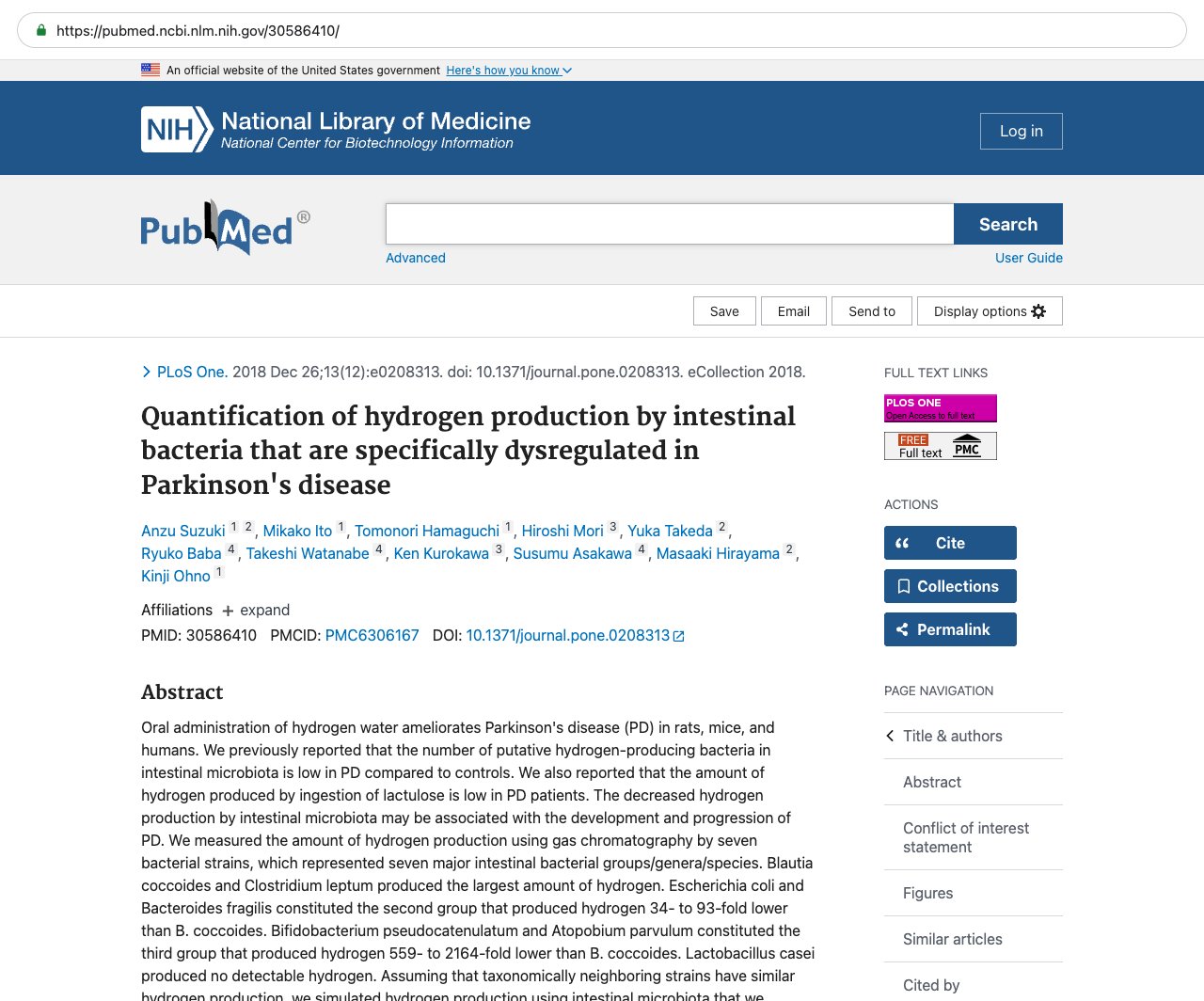 Screenshot — PubMed 30586410
