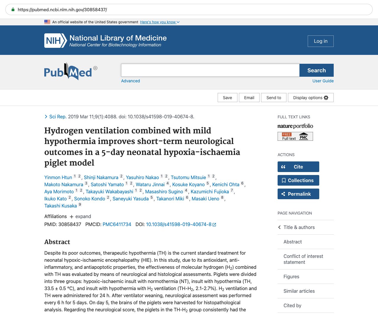 Screenshot — PubMed 30858437