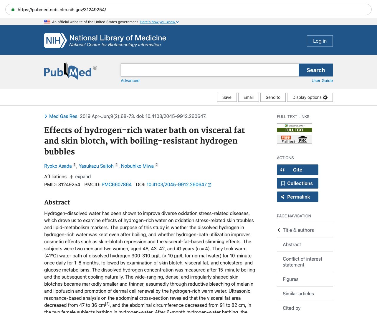 Screenshot — PubMed 31249254