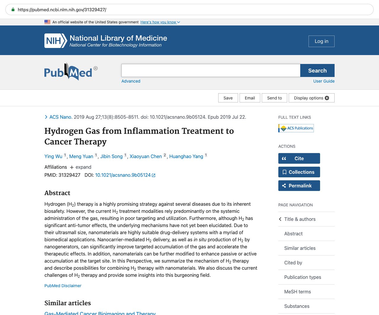Screenshot — PubMed 31329427