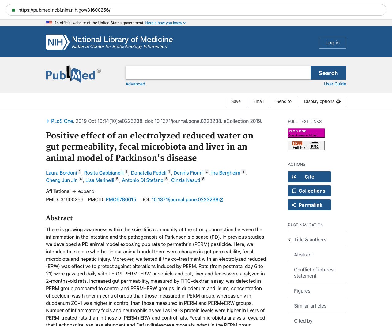 Screenshot — PubMed 31600256
