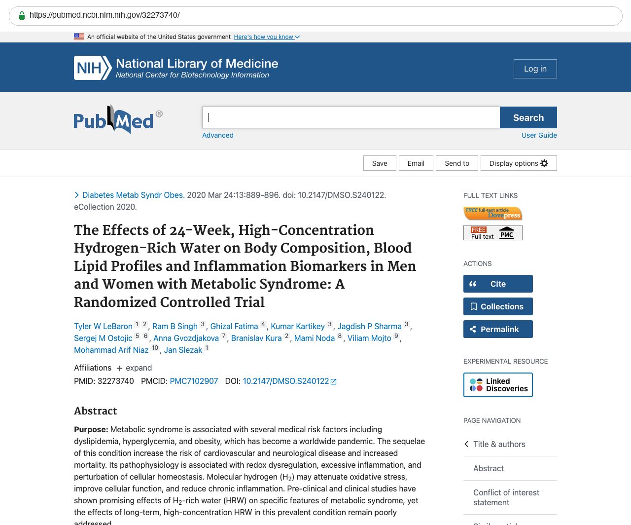 Screenshot — PubMed 32273740