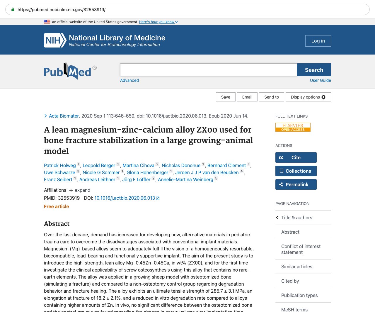 Screenshot — PubMed 32553919