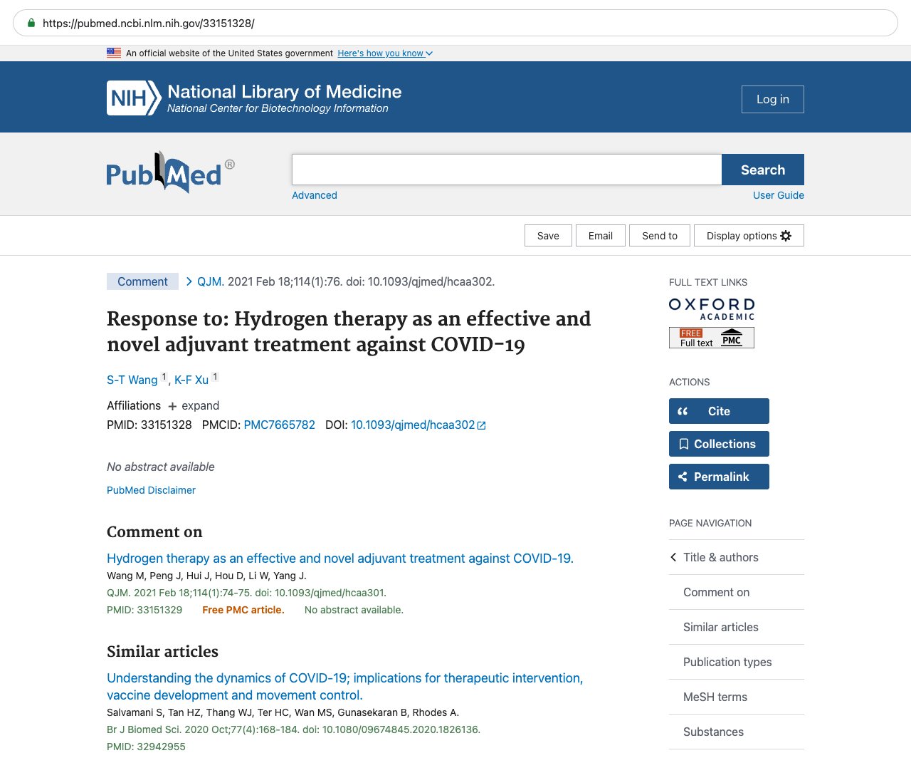 Screenshot — PubMed 33151328