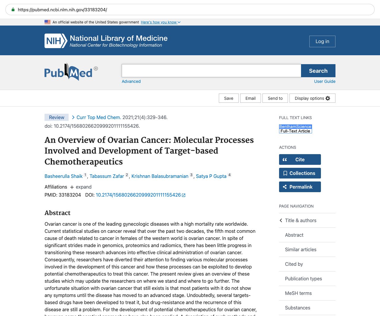 Screenshot — PubMed 33183204