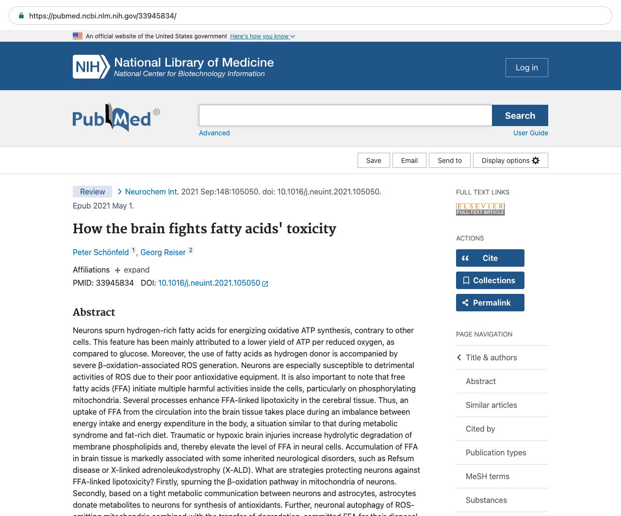 Screenshot — PubMed 33945834