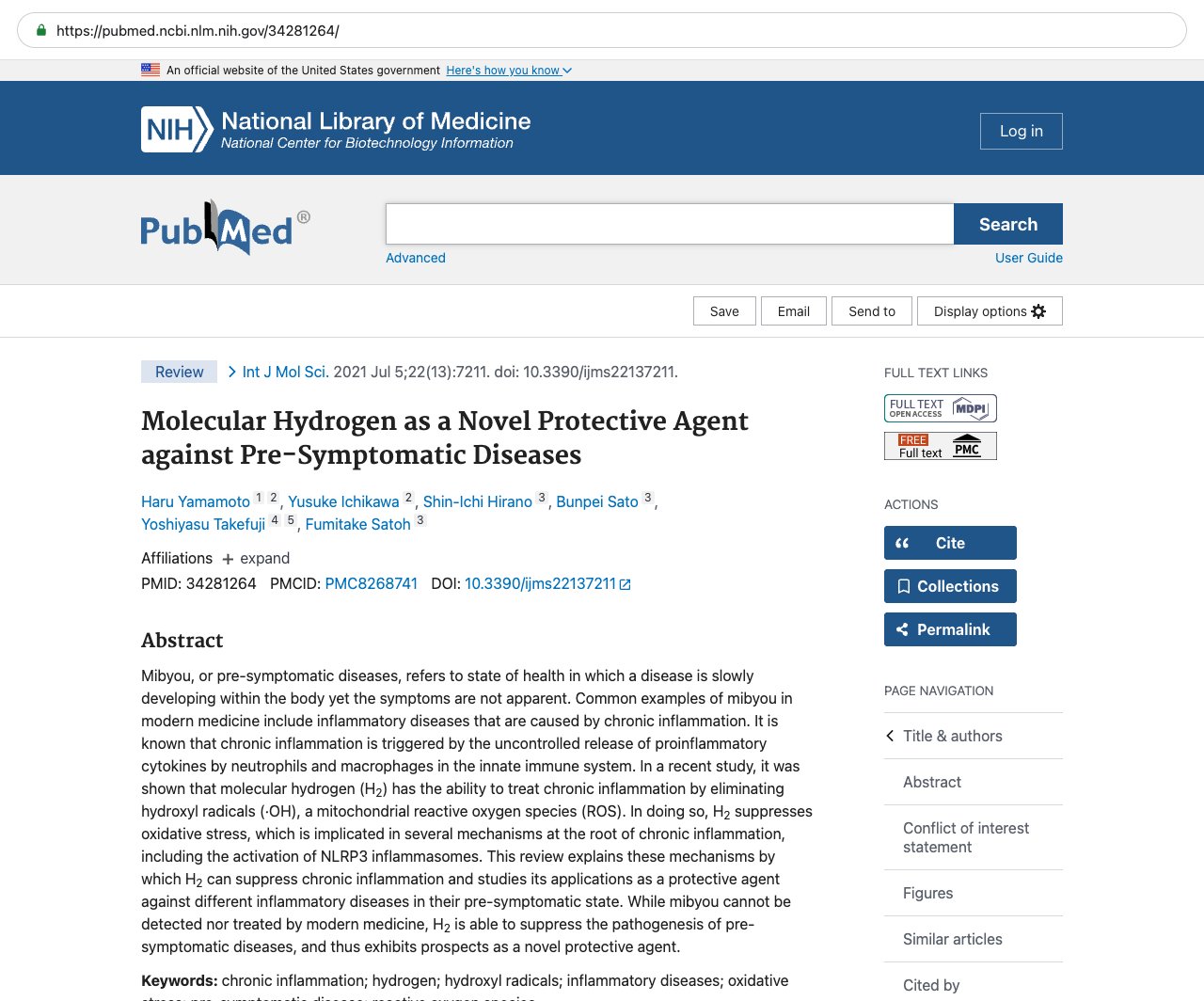 Screenshot — PubMed 34281264