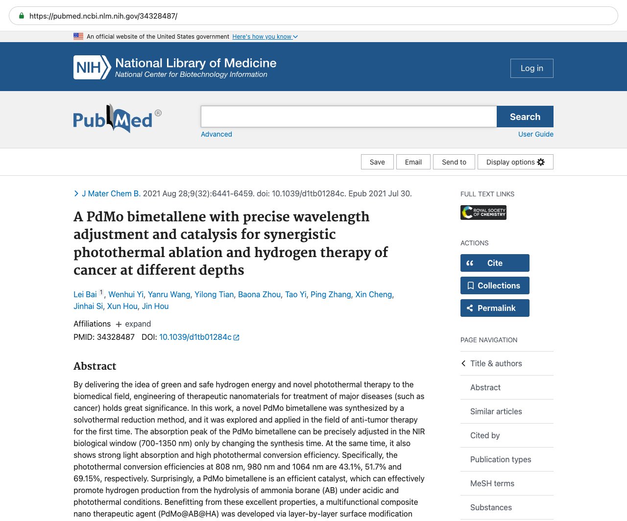 Screenshot — PubMed 34328487