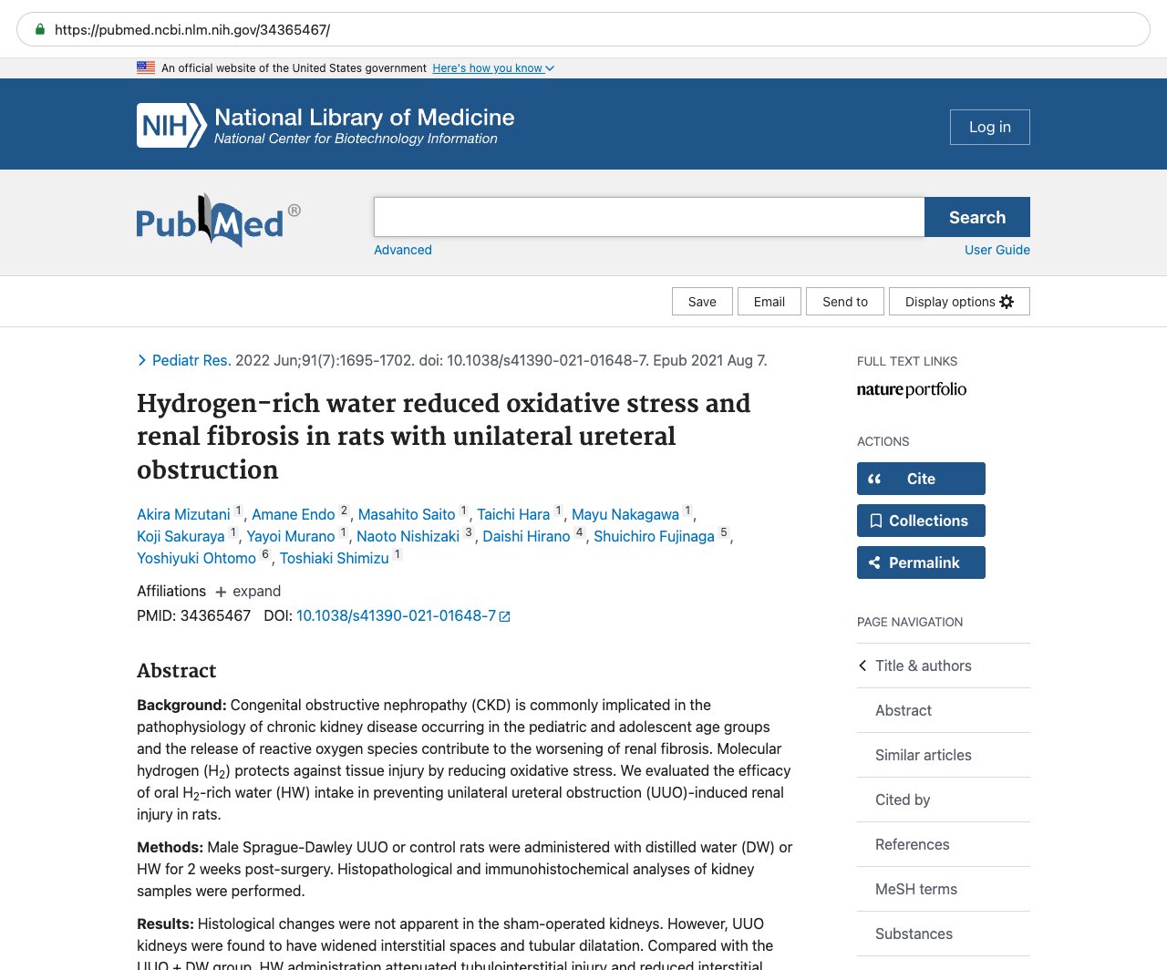 Screenshot — PubMed 34365467