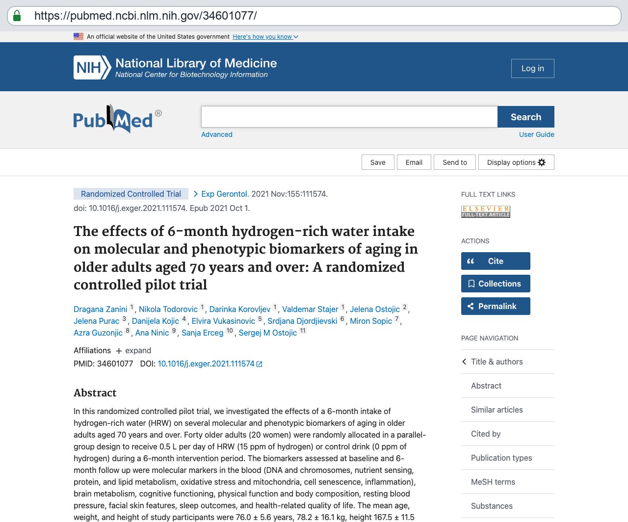 Screenshot — PubMed 34601077
