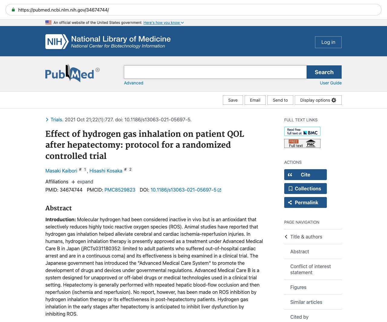 Screenshot — PubMed 34674744