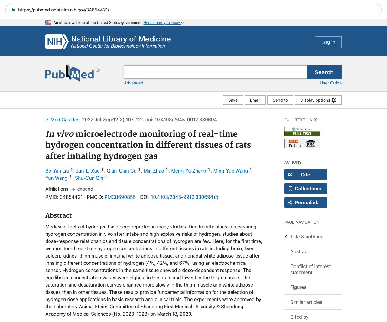 Screenshot — PubMed 34854421