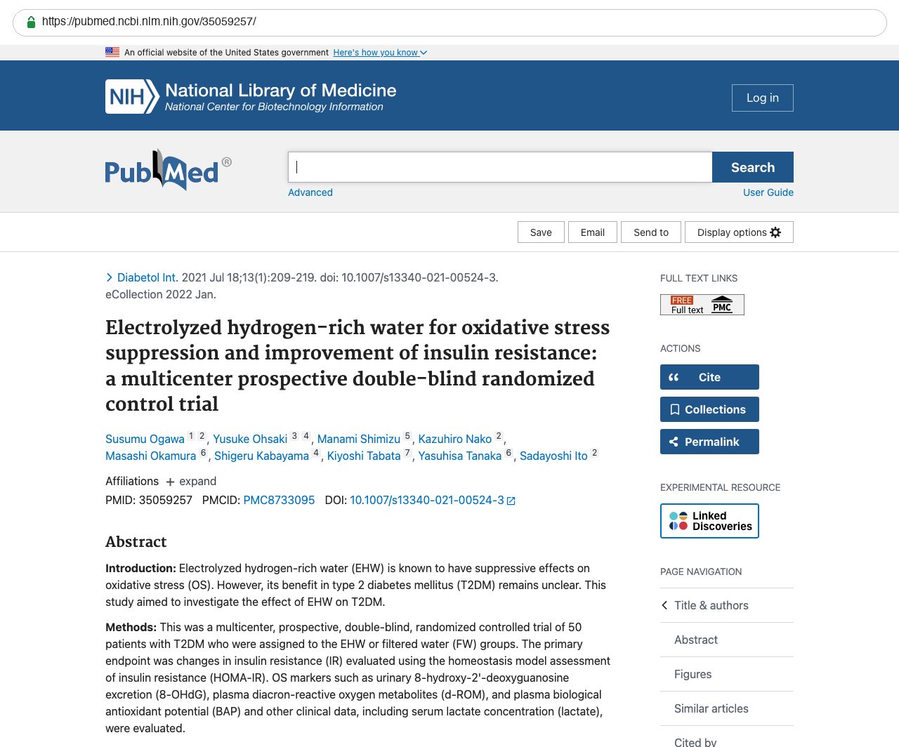 Screenshot — PubMed 35059257