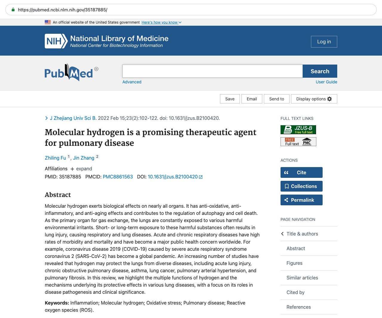 Screenshot — PubMed 35187885
