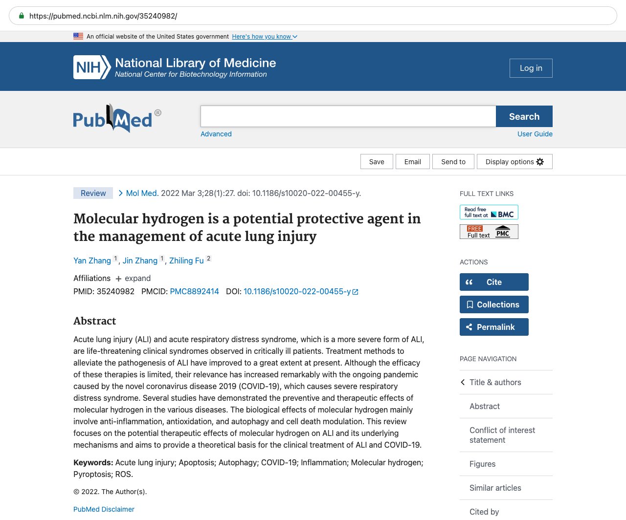 Screenshot — PubMed 35240982