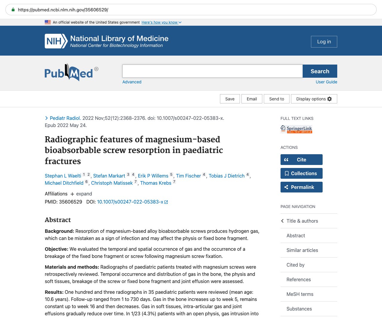 Screenshot — PubMed 35606529