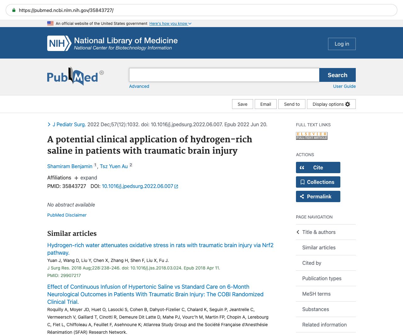 Screenshot — PubMed 35843727