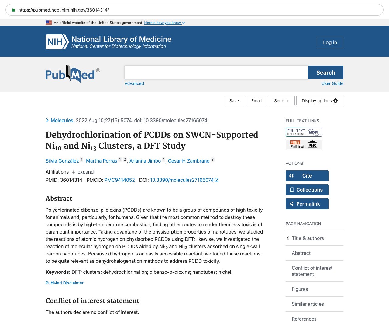 Screenshot — PubMed 36014314