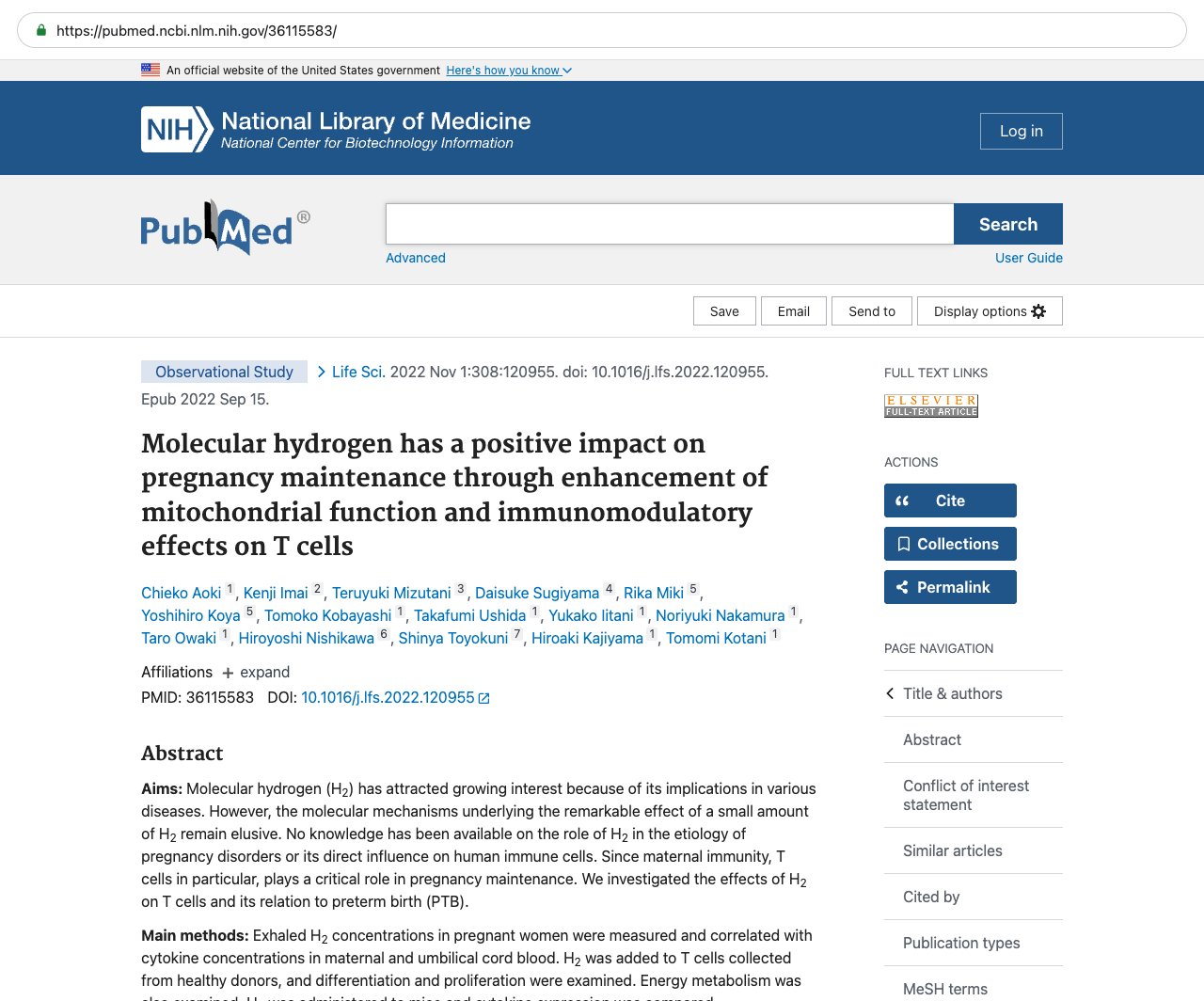 Screenshot — PubMed 36115583