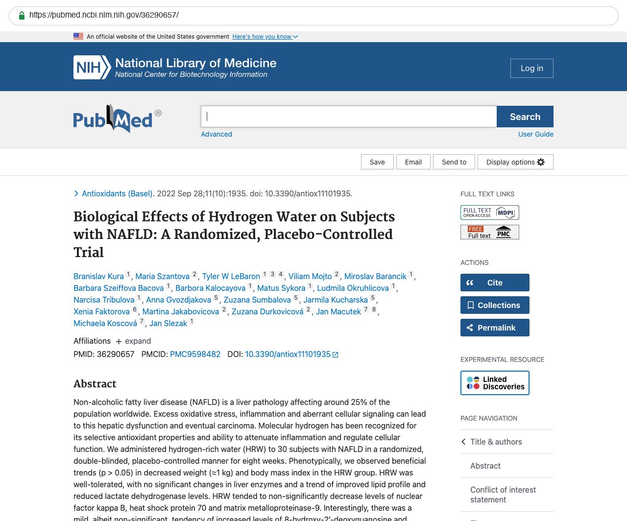 Screenshot — PubMed 36290657