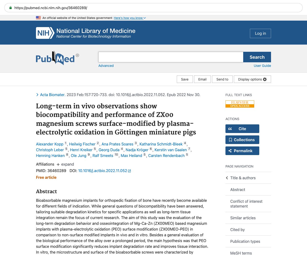 Screenshot — PubMed 36460289