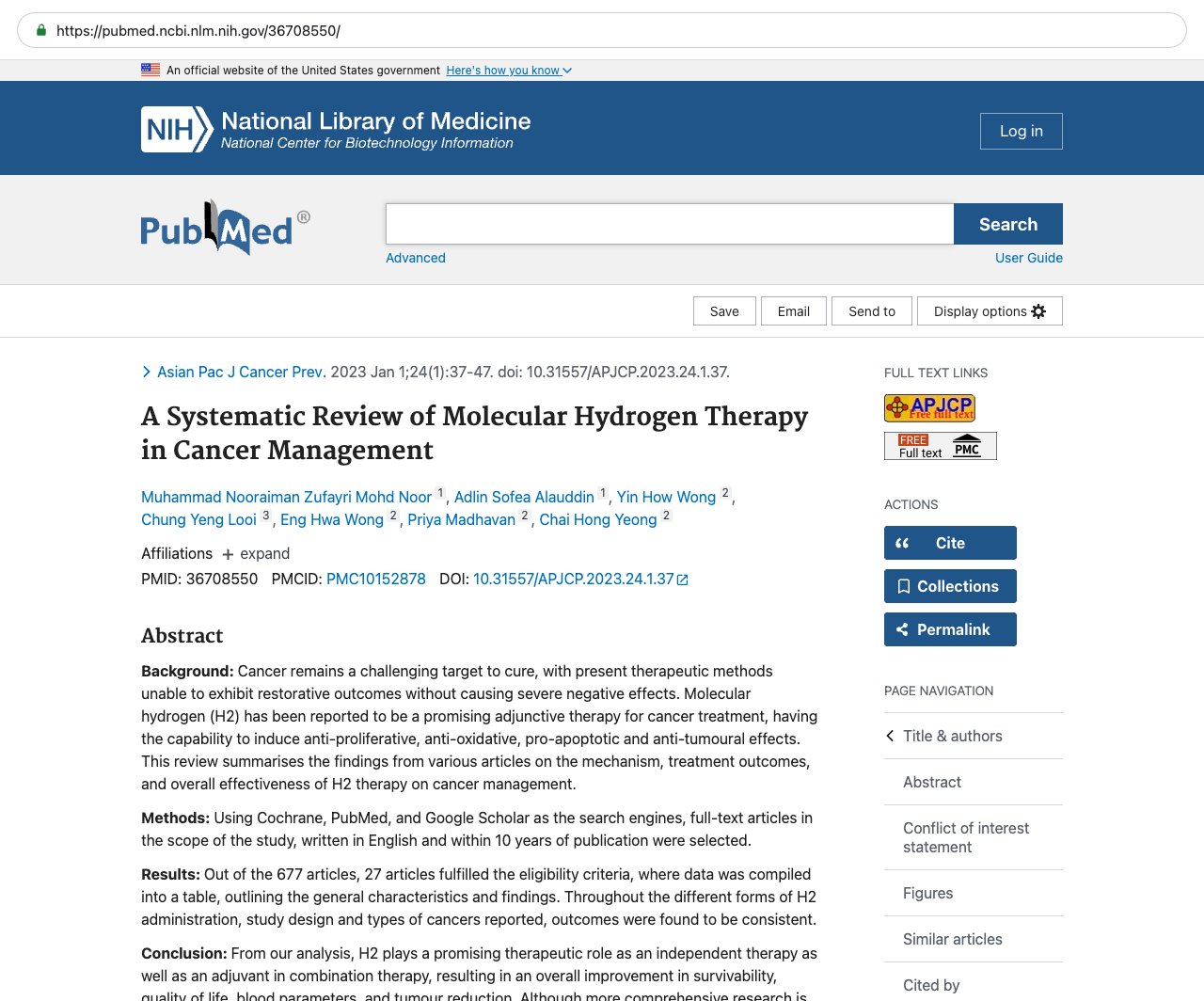 Screenshot — PubMed 36708550