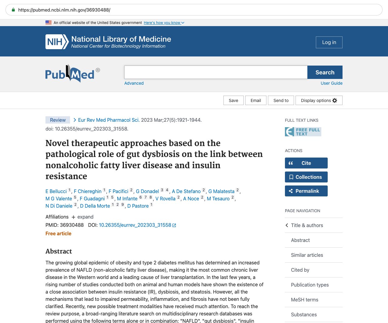 Screenshot — PubMed 36930488