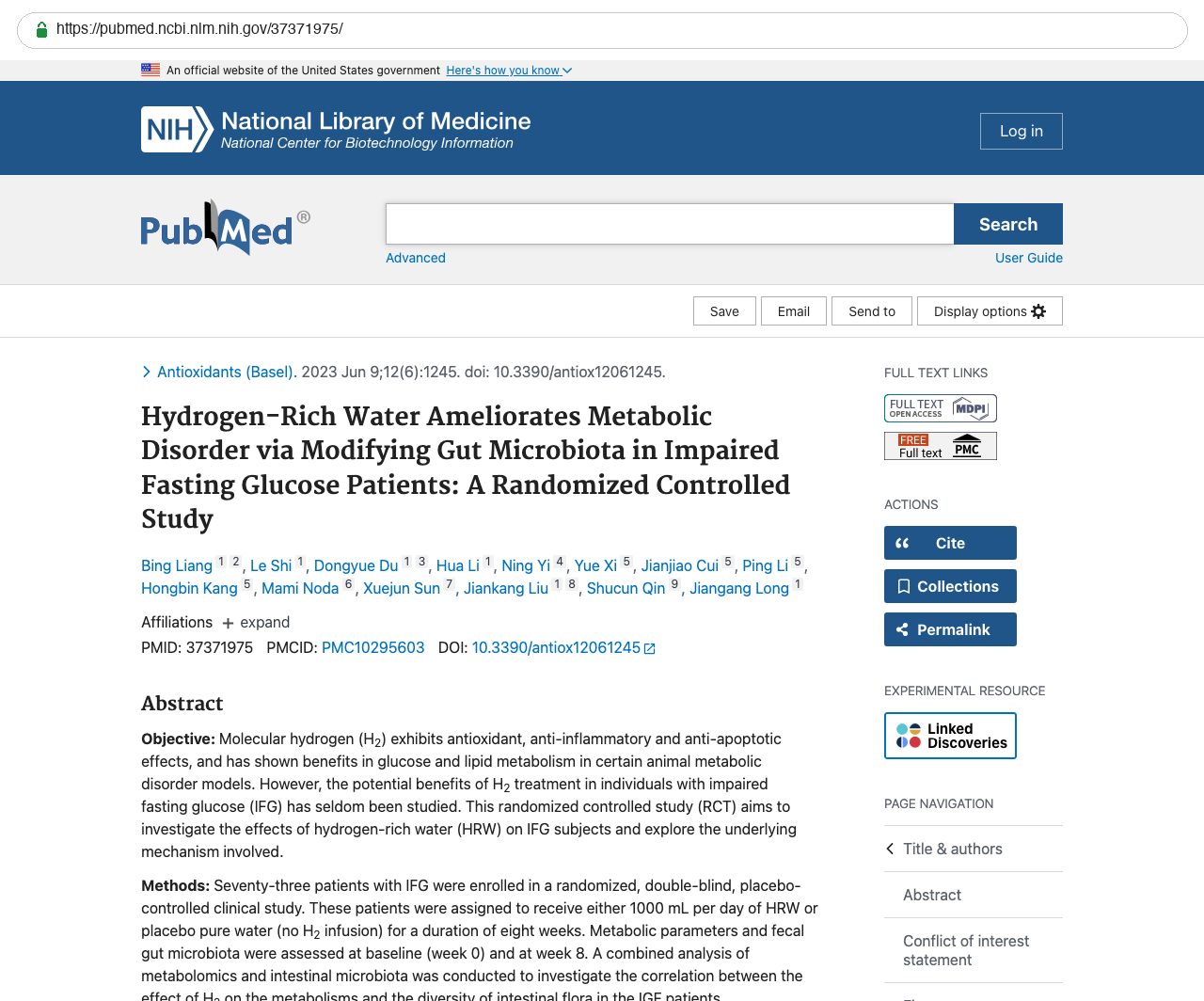 Screenshot — PubMed 37371975